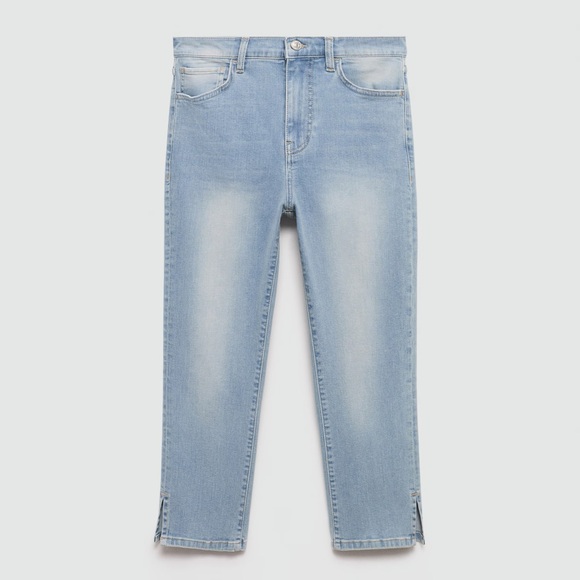 Mango Light Blue side opening capri jeans NWT - Picture 2 of 6